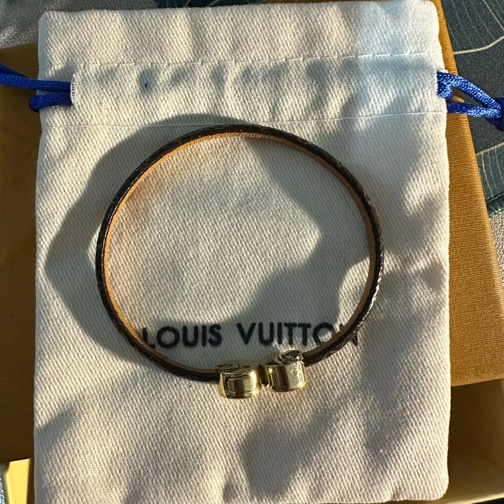 Louis Vuitton Monogram Bracelet with Gold Accents - Picture 3 of 6